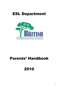 ESL DEPARTMENT HANDBOOK - British International School