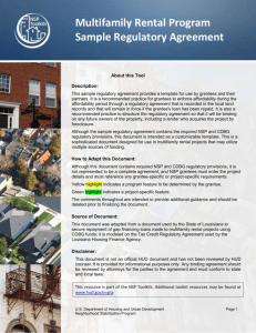 NSP Multifamily Rental Program Sample Regulatory Agreement