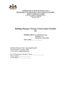 Building Manager`s Energy Conservation Checklist