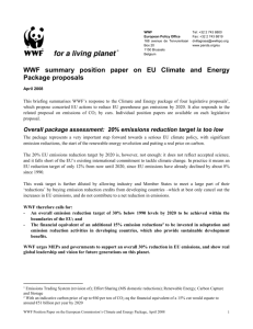 WWF summary position paper on EU Climate and Energy Package