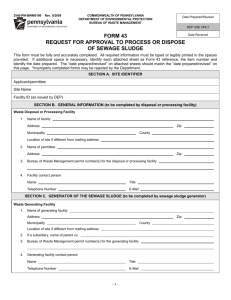 Form 43 Request for Approval to Process or Dispose of Sewage