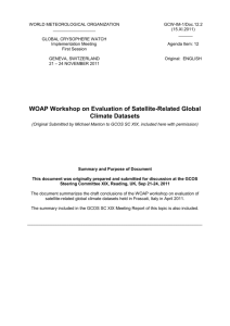 WCRP/GCOS/WOAP Intercomparison Workshop