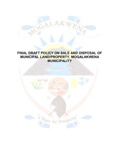 POLICY ON SALES AND DISPOSAL OF MUNICIPAL LAND