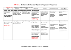Environmental Aspects, Objectives, Targets and Programmes