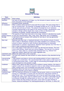 Glossary for Energy