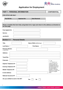 Application form - The Halifax Academy