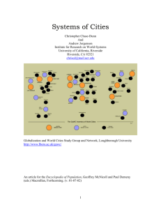 Systems of Cities - Institute for Research on World