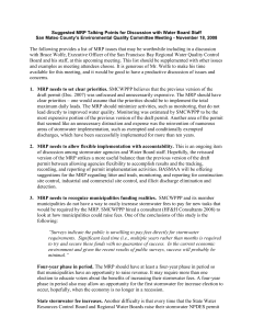 Suggested MRP Talking Points for Discussion with Water Board Staff