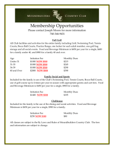 current Membership Pricing - Moundbuilders Country Club