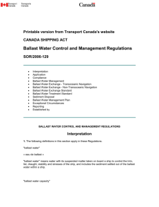 Ballast Water Control and Management Regulations