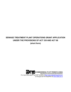 Sewage Treatment Plant Operations Grant Application