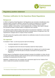 Premises notification for the hazardous waste regulations