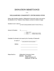 Please make donation payable to `Williamsford Community Centre