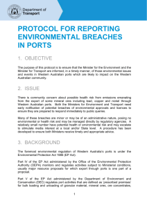 Protocol for reporting environmental breaches in ports
