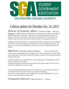 Cabinet update for Monday Oct. 14, 2013 Director of Academic