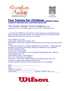 Fun Tennis for Children Monday 3rd and/or Tuesday 4th November