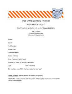 Ohio District Secretary-Treasurer Application 2016
