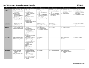MCP Parents Association Calendar 2010