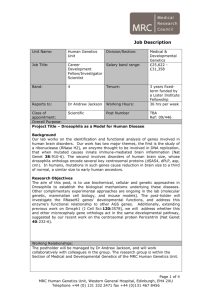 Job Description - Medical Research Council, Human Genetics Unit