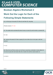 Boolean algebra - Topic exploration pack - Learner activity 2