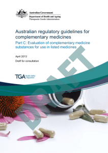 Evaluation of complementary medicine substances for use in listed