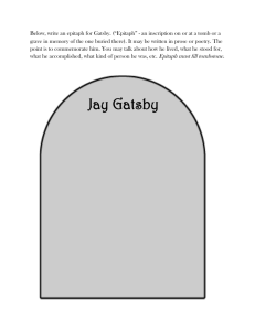 Below, write an epitaph for Gatsby