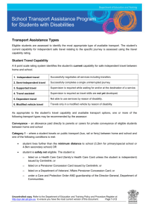 Transport Assistance Types - Policy and Procedure Register