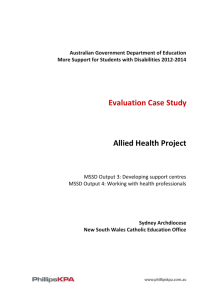 Allied Health Project - Department of Education and Training
