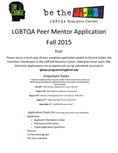 LGBTQA Peer Mentor Application Fall 2015