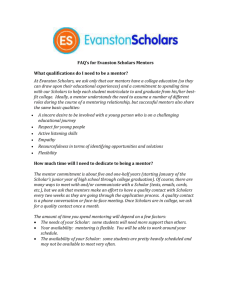 FAQ`s for Evanston Scholars Mentors What qualifications do I need