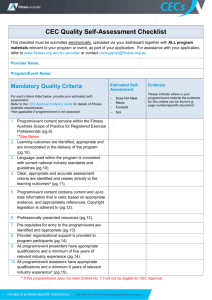 CEC Quality Self-Assessment Checklist