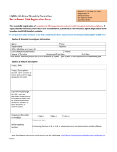 Recombinant DNA Registration Form