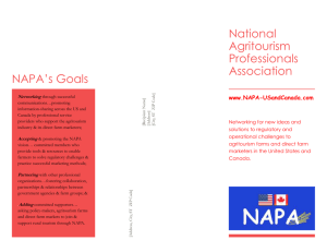 NAPA`s Goals - NAPA-National Agritourism Professionals Association
