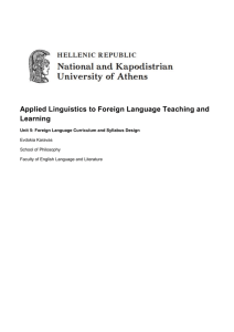 Foreign Language Curriculum and Syllabus Design