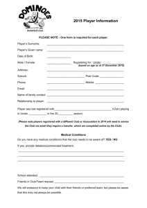 2015 Player Information & Parent Consent Form