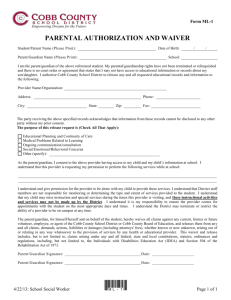 ML-1: Parental Authorization and Waiver