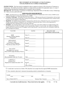 Immunization Form - The University of Tennessee at Chattanooga