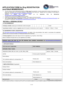 Application Form for IEng Registration