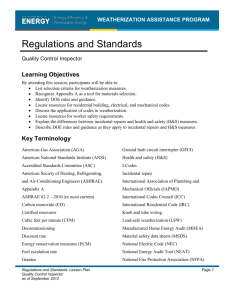 Regulations and Standards - Weatherization Assistance Program