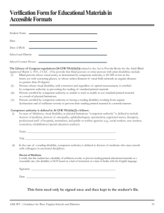 Verification Form for Educational Materials in Accessible Formats