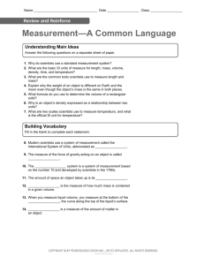 Measurement—A Common Language
