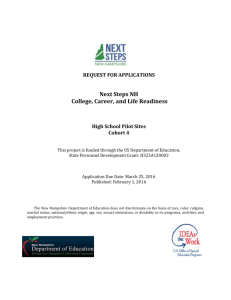 Application for Cohort 4 Next Steps NH High School Pilot Sites