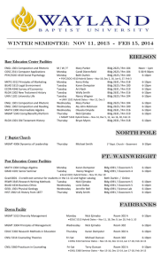 Winter Schedule - Wayland Baptist University