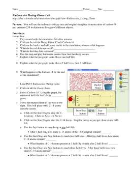 Radioactive Dating Game worksheet