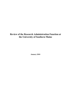Assessment of the Research Administration Function