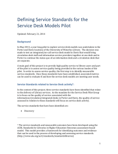 Service Standards for the Service Desk Models Pilot