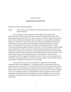Nutrients Memo Cover Letter - Source Water Collaborative