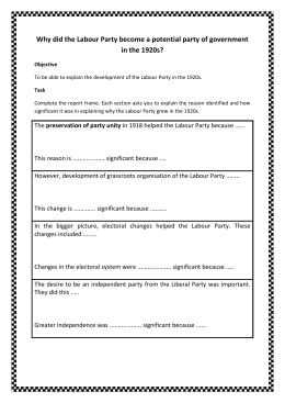 Labour Party in the 1920s worksheet