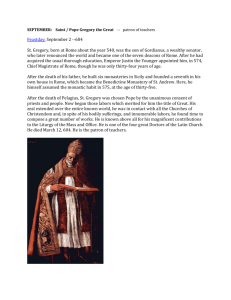 SEPTEMBER: Saint / Pope Gregory the Great