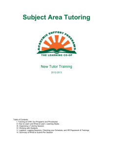 New Tutor Training Packet